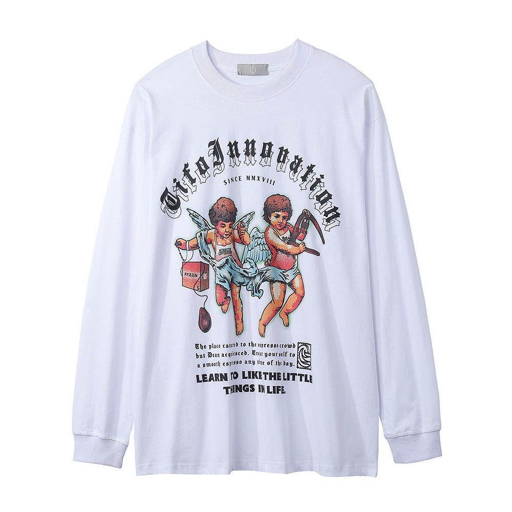 Spoof Little Angel Printed Round Neck Long Sleeve