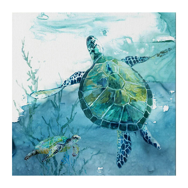 Póster artístico de pared con pintura en lienzo de tortuga