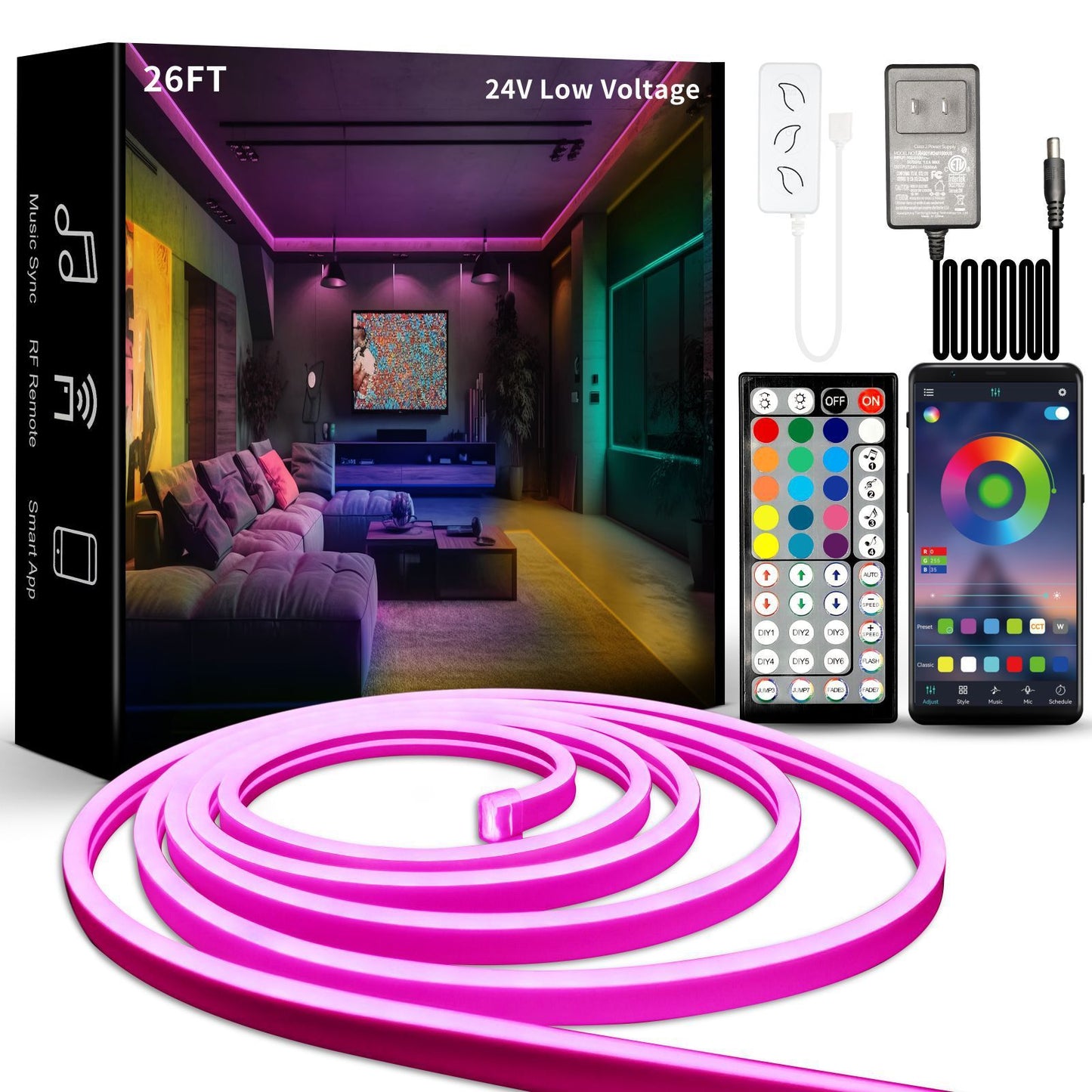 Barra de luz RGB lineal con juego de LED de color mágico