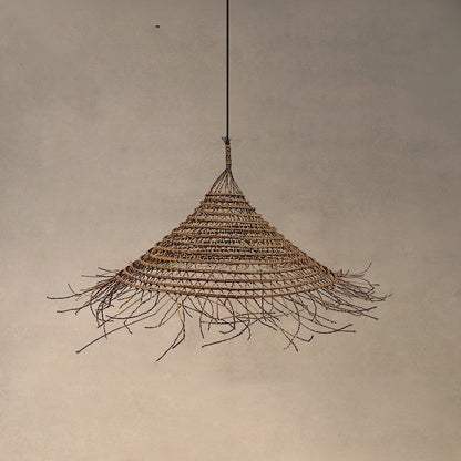 Rattan Chandelier At The Bedside Of Wabi Sabi B&B Study Room