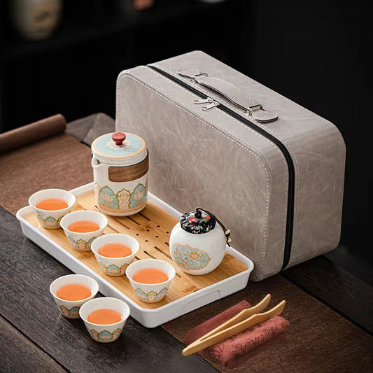 Travel Kung Fu Tea Set Suit Ceramic Teapot