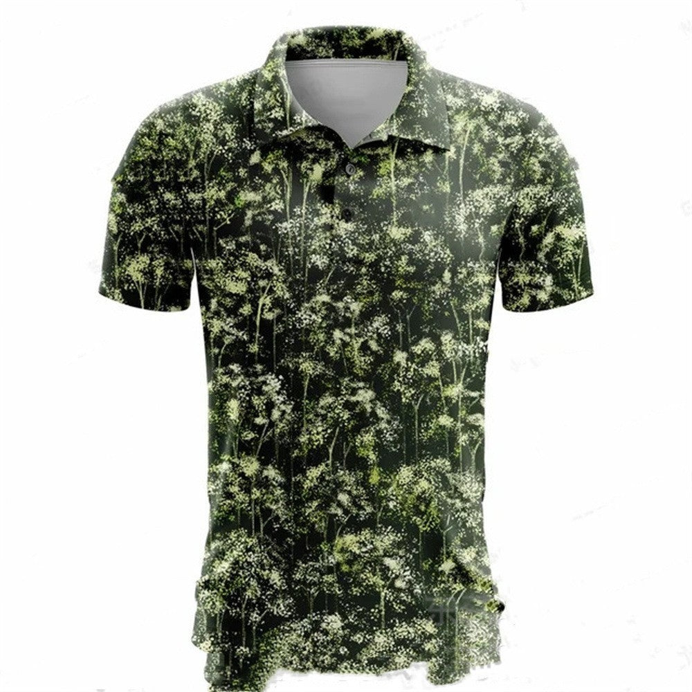 Summer Golf Polo Shirt Men's Printed Short Sleeve