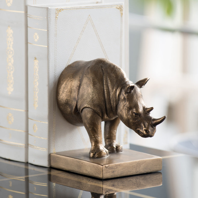 Rhinoceros Ornaments Animal Bookend Decoration American Handmade Book End Resin Craft