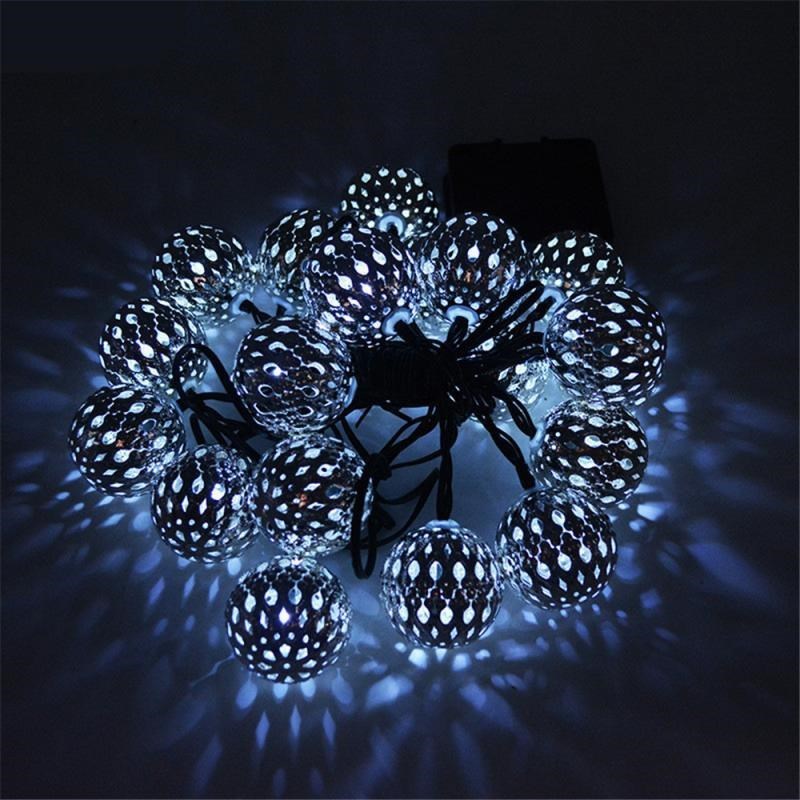 Moroccan Solar Lamp Battery Round Ball Light Garden Decorati