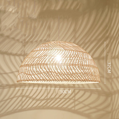 Rattan Art Chandelier In Restaurant And Tea House