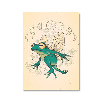 Póster de pared con pintura en lienzo de setas y ranas para decoración del hogar