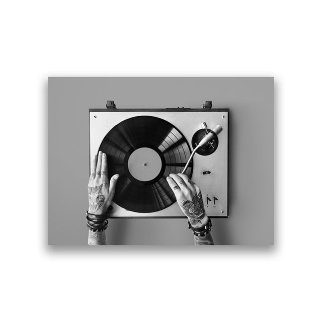 Retro Music Wall Art Black & White Vinyl Record Poster