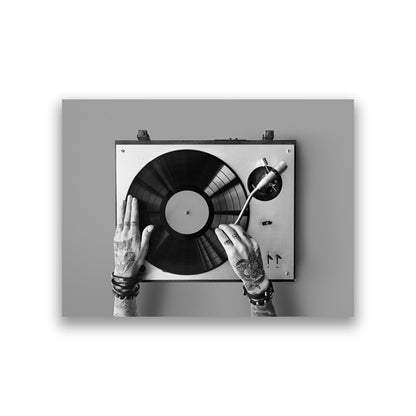 Retro Music Wall Art Black & White Vinyl Record Poster