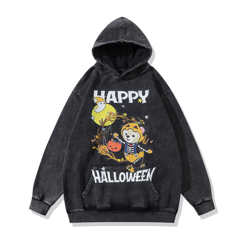 Hip Hop Skull Printed Hoodie Vintage