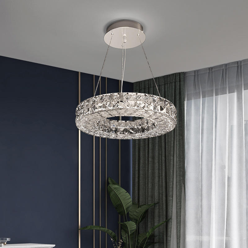 Lustre en cristal de Style de luxe léger moderne Simple Led