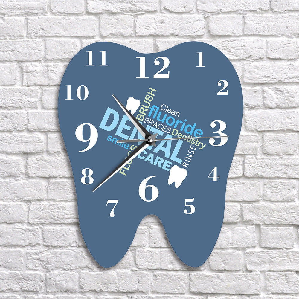 Tooth Shaped Dentist Word Art Wall Clock