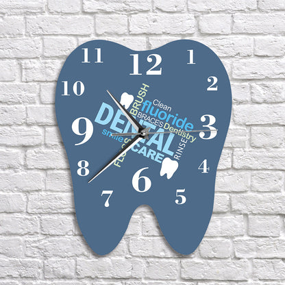 Horloge murale d'art de mot de dentiste en forme de dent