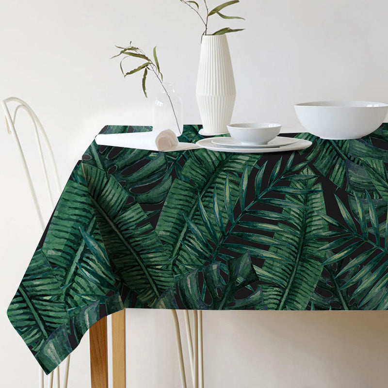 Norse Style Green Plant Leaf Tablecloth