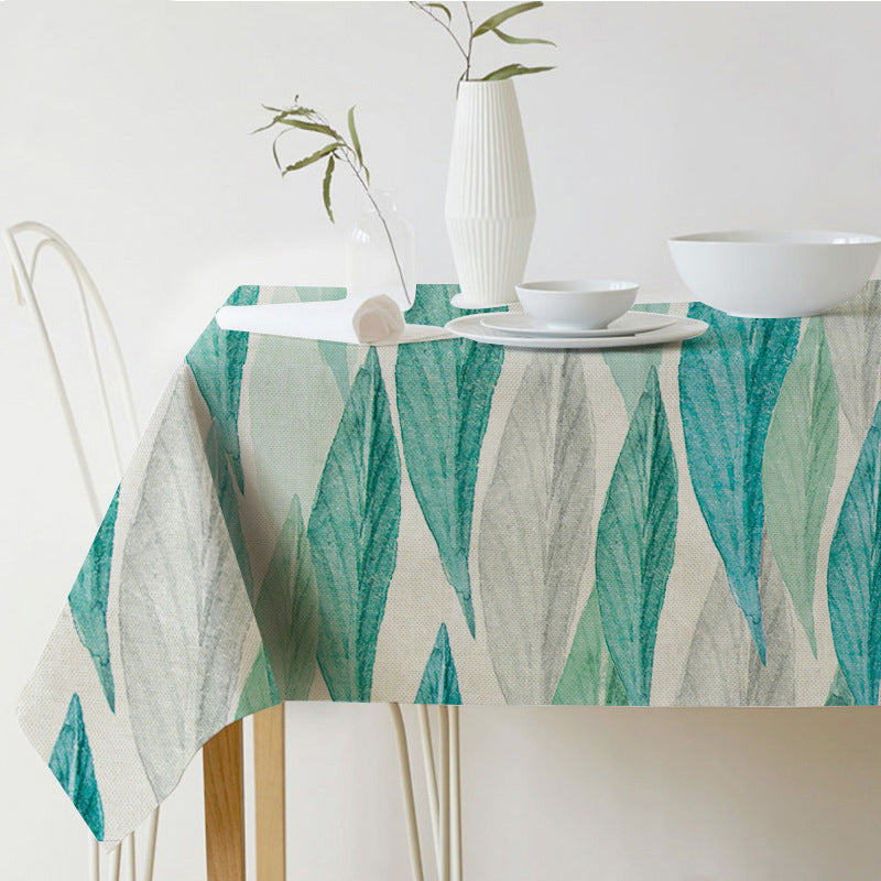 Norse Style Green Plant Leaf Tablecloth