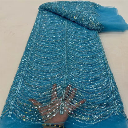 Doublure de broderie de dentelle de robe de mariée de sequin de tube de perle de ligne de vague