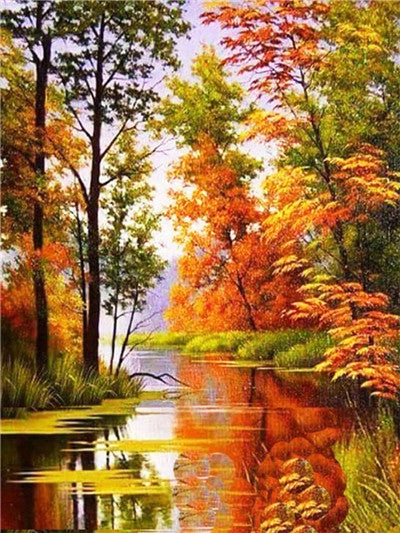 Diamond Painting Full Circle Diamond Landscape Diamond Autumn Landscape