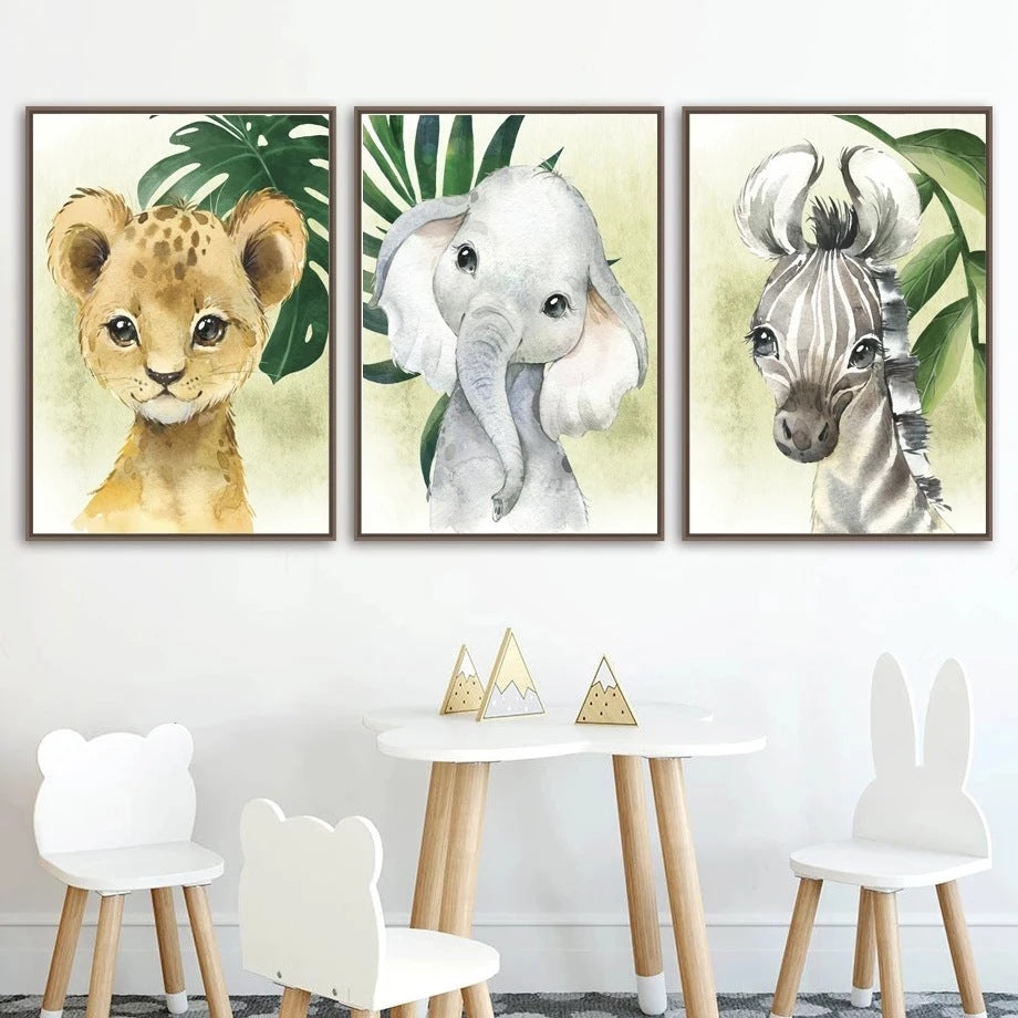 Pintura decorativa con estampado de animales pequeños de dibujos animados lindo