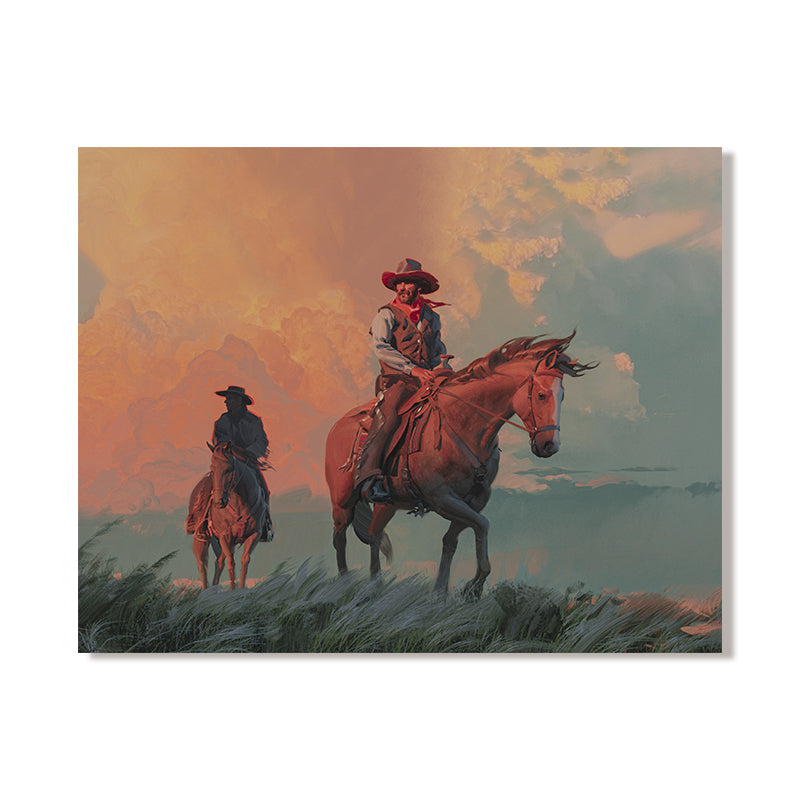 Home Fashion Vintage Cowboy Portrait Oil On Canvas Poster