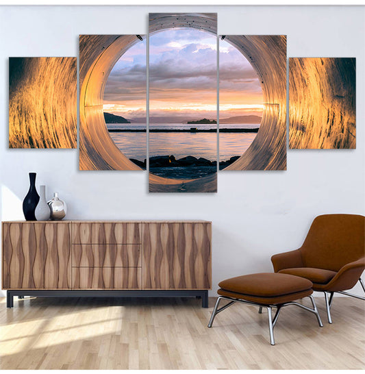 Affiche de peinture artistique, décor de maison, Tube de coucher de soleil, cadre de paysage marin, toile de salon