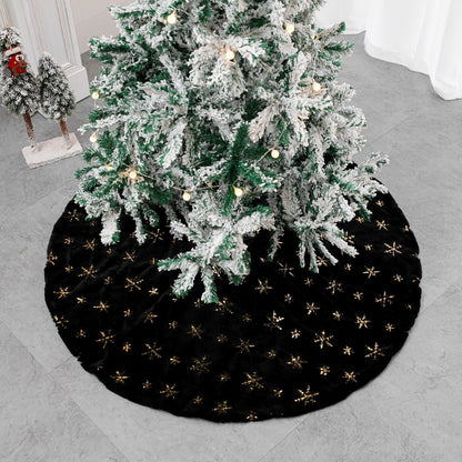 Coussin de décoration pour la maison, jupe d'arbre de noël en velours brodé noir