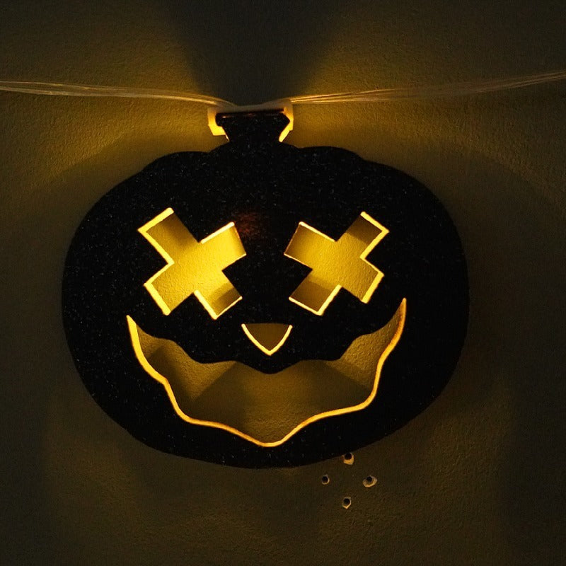 New Paper Halloween Decoration Electronic Lighting Chain Led Party Atmosphere Haunted House Props Pumpkin Shape