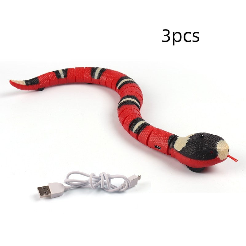 Jouets interactifs à détection intelligente pour chat, serpent électronique automatique, jeu de teasing, jouets pour chaton rechargeables par USB, pour chats, chiens, animaux de compagnie