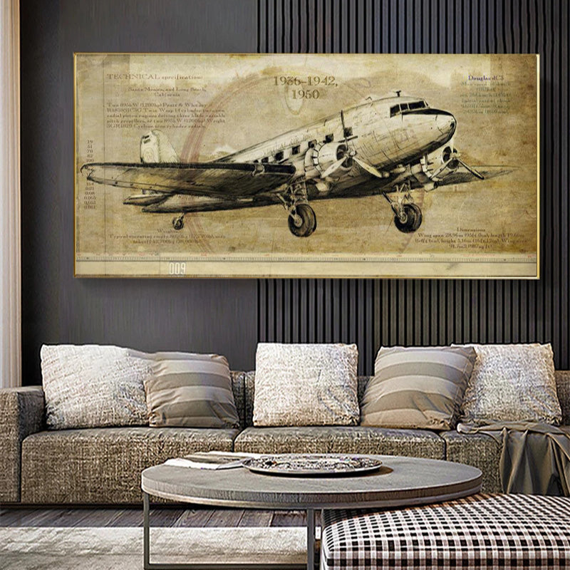 Affiche imprimée d'avion Vintage, peinture sur toile