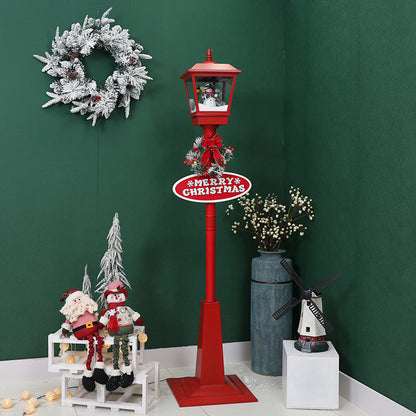 Santa Claus Snowman Christmas Tree Snowing Street Light