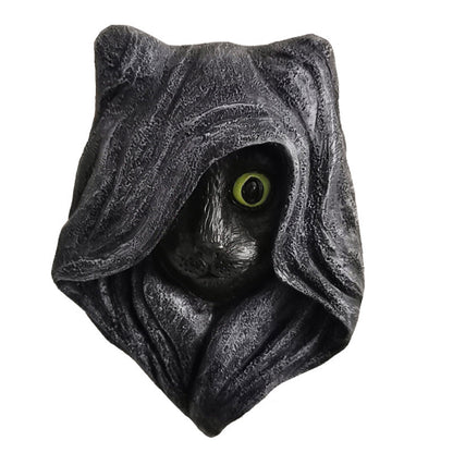 Pendentif de décoration de porte d'Halloween en forme d'œil de chat avec chapeau noir mystérieux