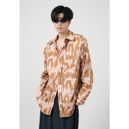 Korean Style Loose Shoulder Pads Design Printed Long Sleeves