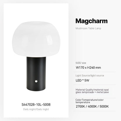 Petite lampe de bureau champignon, chargement sans fil, lumière d'ambiance tactile