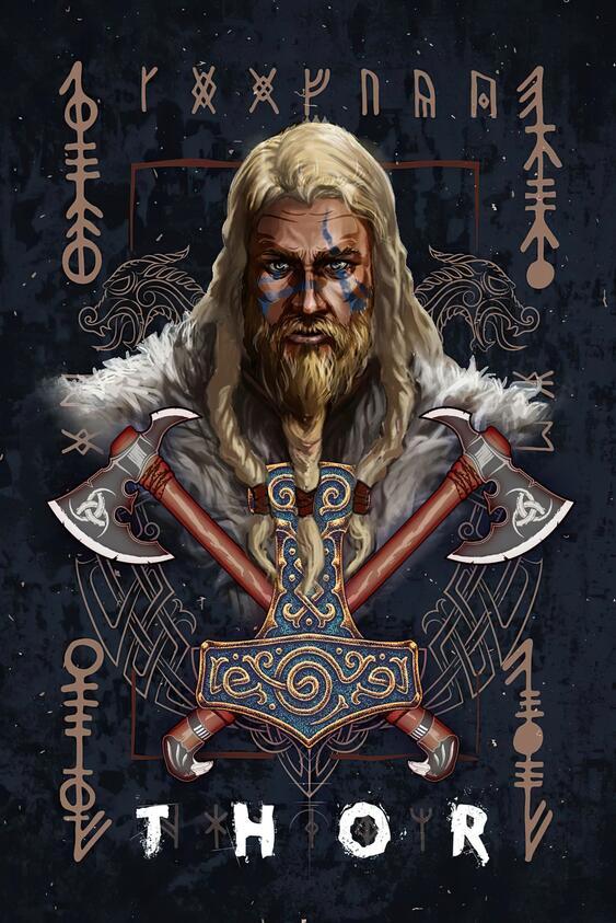 Norse Mythology God Canvas Poster Print