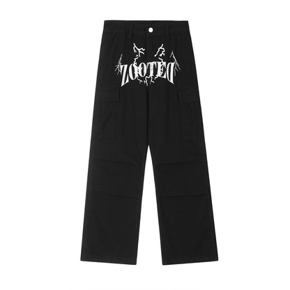 Pantalones casuales rectos con estampado de letras para hombre