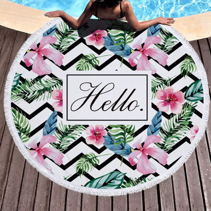 Summer round printed beach towel