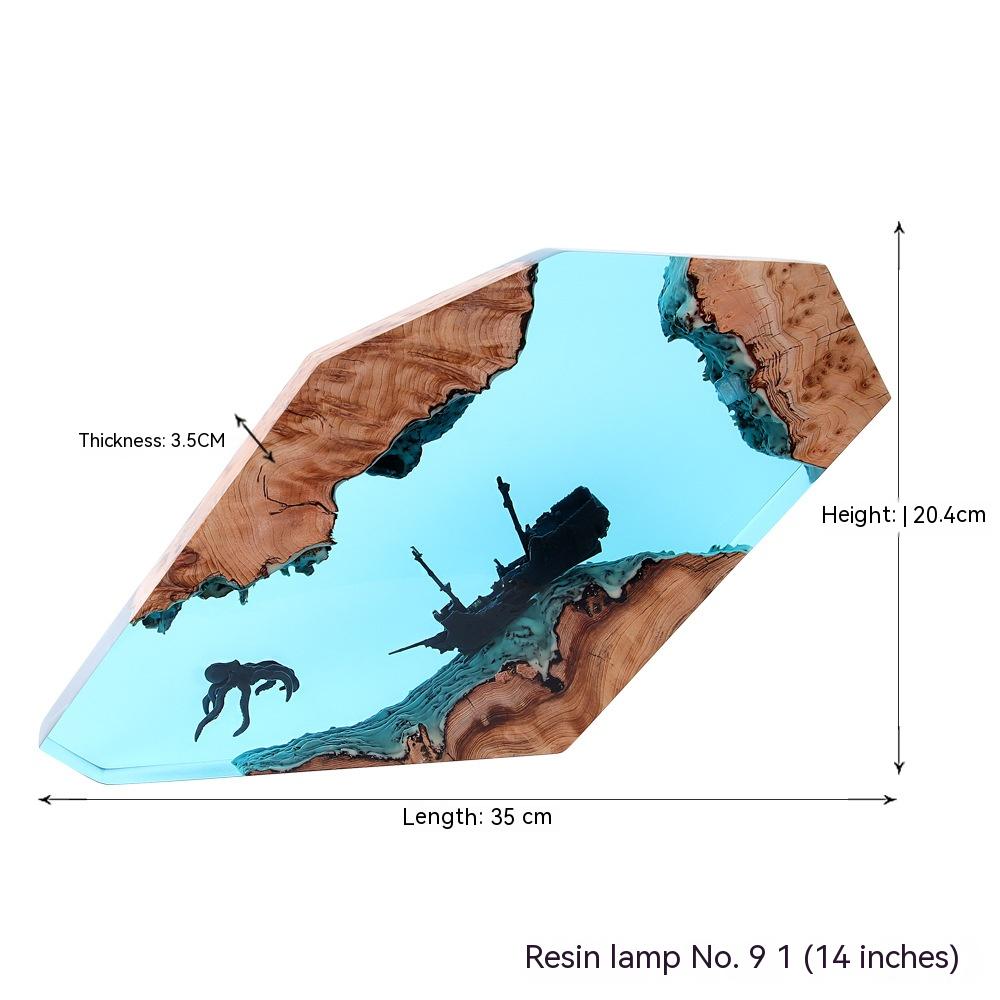 Décoration de maison en bois, décoration artistique de bureau, épave de bateau, cadeau de poulpe, veilleuse solide