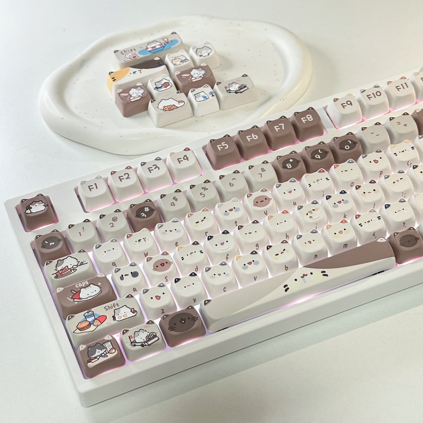 Suitable For Mocha Cat Coffee Key Cap Kit Mechanical Keyboard