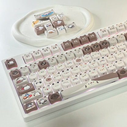 Adecuado para teclado mecánico Mocha Cat Coffee Key Cap Kit