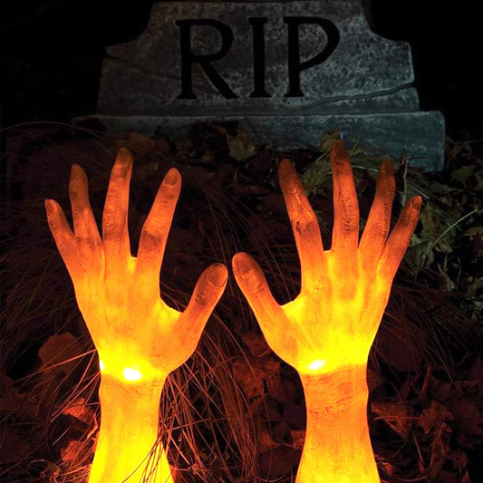 Horror Ghost Hand Ornament Glowing Hand Statue Creative Halloween Props For Home Garden Courtyard Decoration