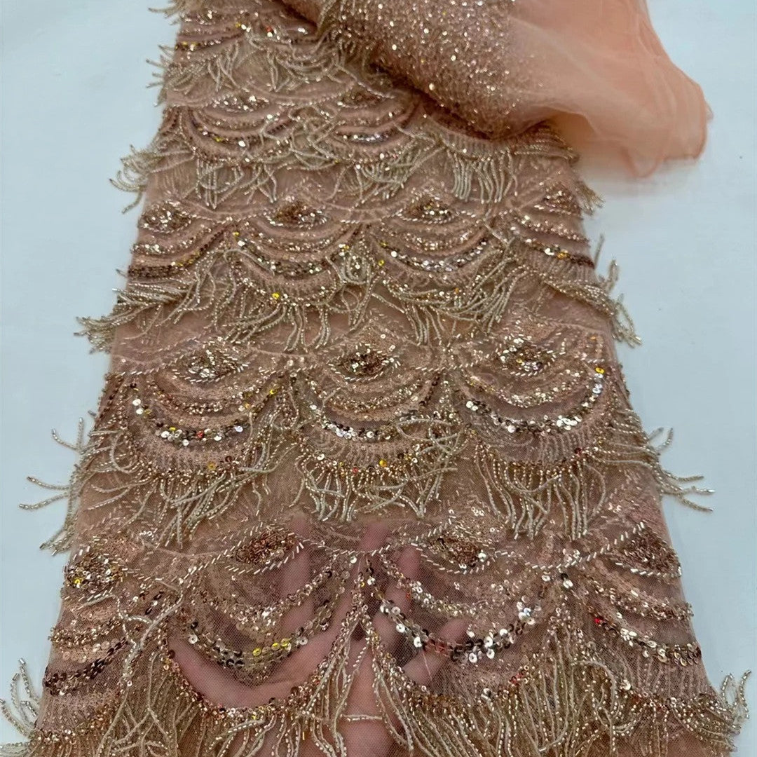 Robe de mariée en tissu de dentelle de tube de perles de gland