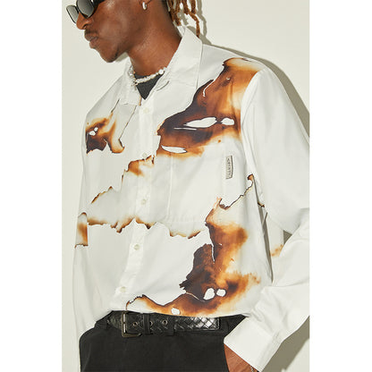 Off-White Ash Printed Long Sleeve Shirt Loose Casual