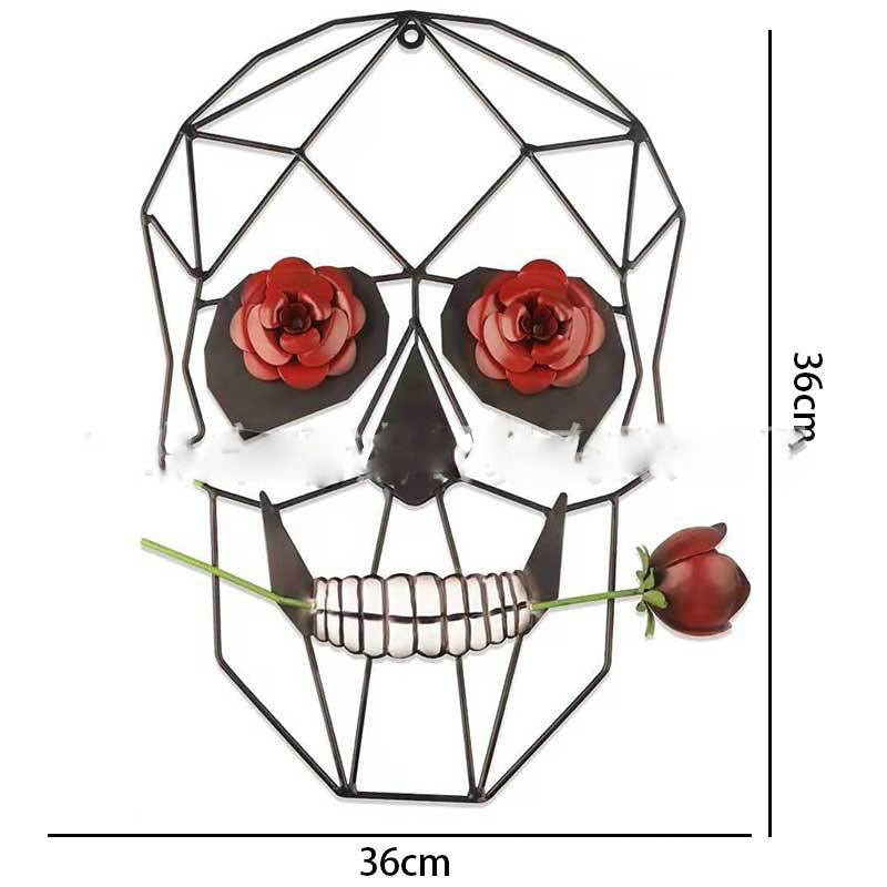 Decoración de pared con calavera de hierro forjado en 3D moderna, escultura creativa de arte de pared para Halloween, para fiesta en casa