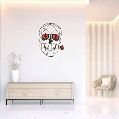 Decoración de pared con calavera de hierro forjado en 3D moderna, escultura creativa de arte de pared para Halloween, para fiesta en casa