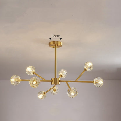 Lustre nordique moderne Simple cristal tout cuivre lumière lampes de luxe