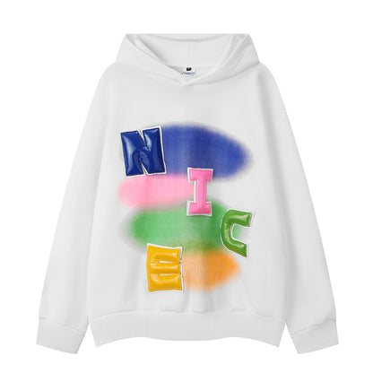 Letter Inkjet Printed Hoodie Men