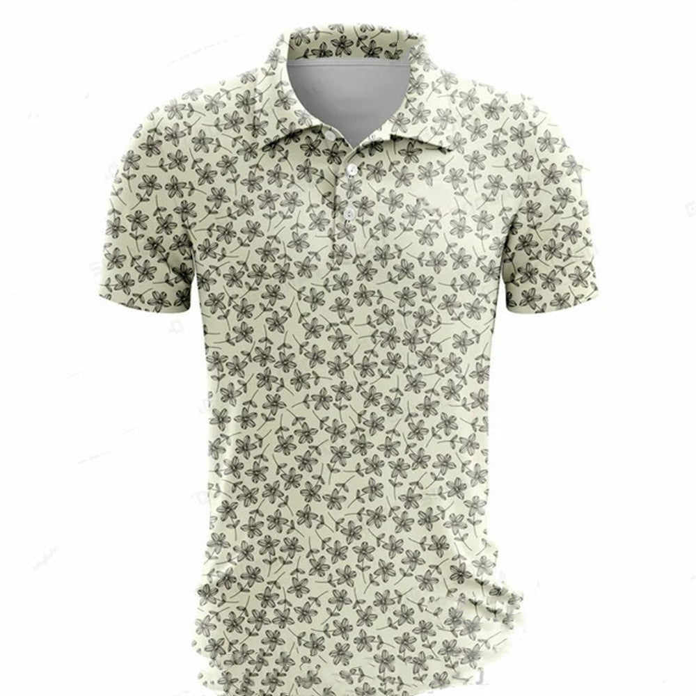 Summer Golf Polo Shirt Men's Printed Short Sleeve