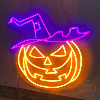 Phare de citrouille décoratif d'Halloween au néon