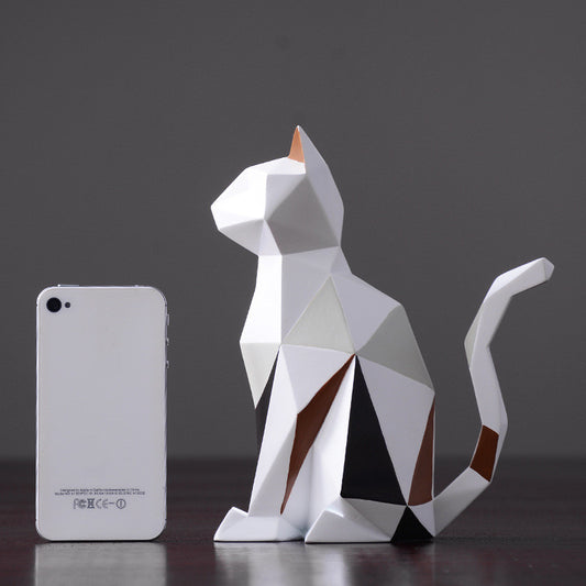 Adornos artesanales de resina de animales geométricos minimalistas modernos, decoraciones suaves creativas para el hogar, sala de estar y escritorio