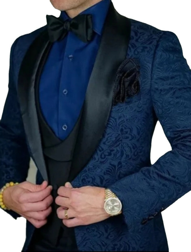 Conjunto de tres piezas de traje de ocio estampado para hombre