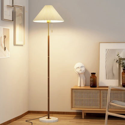 Lampadaire plissé Simple à Grain de bois de luxe rétro, luminaire décoratif d'intérieur, idéal pour une chambre à coucher, un canapé, un bureau ou une chambre à coucher