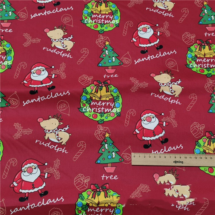 Red Santa Cotton Twill Cotton Cartoon Bed Clothing Fabric